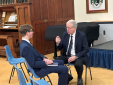 Head boy ,Matthew, interviews former transport minister Lord McLoughlin  Head boy ,Matthew, interviews former transport minister Lord McLoughlin